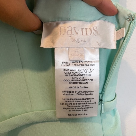David’s Bridal Y-Neck Ruched Bodice Short Dress 4 - Picture 10 of 14